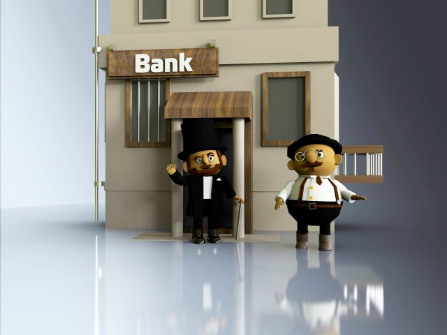 3d gentlemen near the bank pack model 3D 模型 .c4d .max .obj .3ds .fbx .stl .blend 