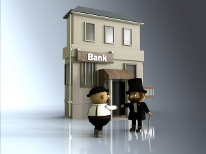 3d gentlemen near the bank pack model 3D 模型