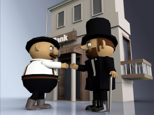 3d gentlemen near the bank pack model 3D 模型