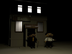 3d gentlemen near the bank pack model 3D 模型