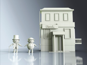 3d gentlemen near the bank pack model 3D 模型