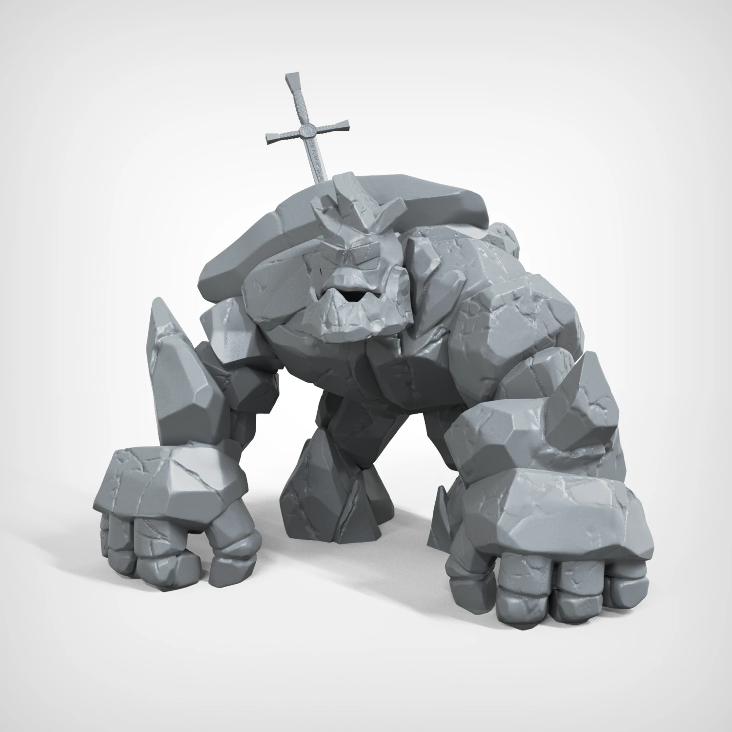 golem de pedra para impress&atilde;o 3D Modelo de Impressão 3D .c4d .max .obj .3ds .fbx .stl .blend 