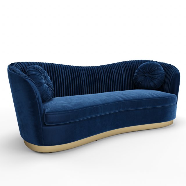 glam royal blue velvet fabric upholstered sofa 3D Модель .c4d .max .obj .3ds .fbx .stl .blend 