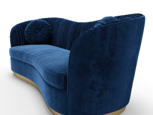 glam royal blue velvet fabric upholstered sofa 3D Модель