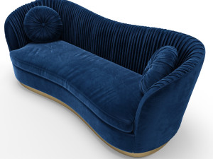 glam royal blue velvet fabric upholstered sofa 3D Модель