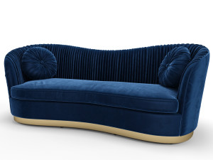 glam royal blue velvet fabric upholstered sofa 3D Модель