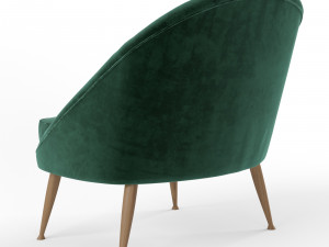 smart armchair in green cotton velvet with aged brass feet 3D मॉडल