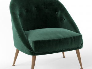smart armchair in green cotton velvet with aged brass feet 3D मॉडल