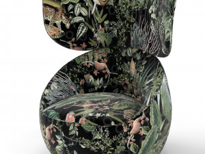 hana armchair menagerie of extinct animals velvet 3D Model
