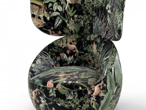 poltrona hana serraglio di animali estinti velluto Modello 3D