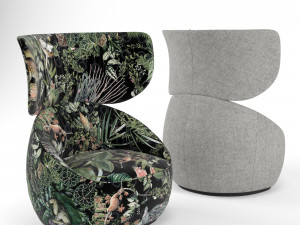 hana armchair menagerie of extinct animals velvet 3Dモデル