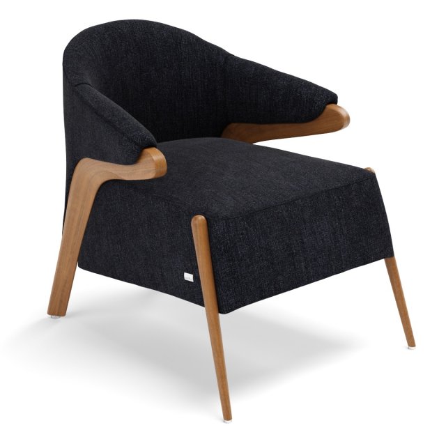 uultis osa upholstered armchair in almond finish and charcoal fabric 3D Model .c4d .max .obj .3ds .fbx .stl .blend 