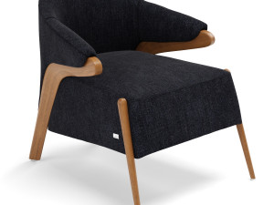 uultis osa upholstered armchair in almond finish and charcoal fabric 3D Model