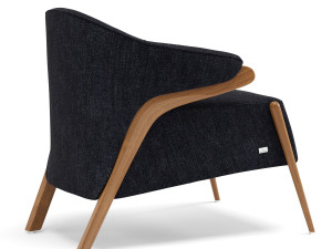 uultis osa upholstered armchair in almond finish and charcoal fabric 3D Model