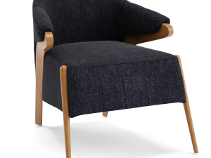 uultis osa upholstered armchair in almond finish and charcoal fabric 3D Model