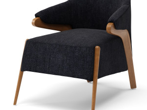 uultis osa upholstered armchair in almond finish and charcoal fabric 3D Model