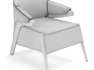 uultis osa upholstered armchair in almond finish and charcoal fabric 3D Model