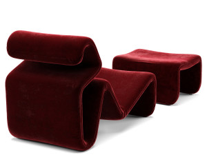 pair of jan chairs with ottomans designed by jan ekselius 3D Model