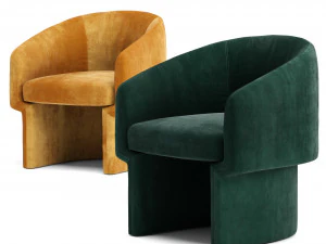 Sedia con accenti in velluto lyell color orchidea argento Modello 3D