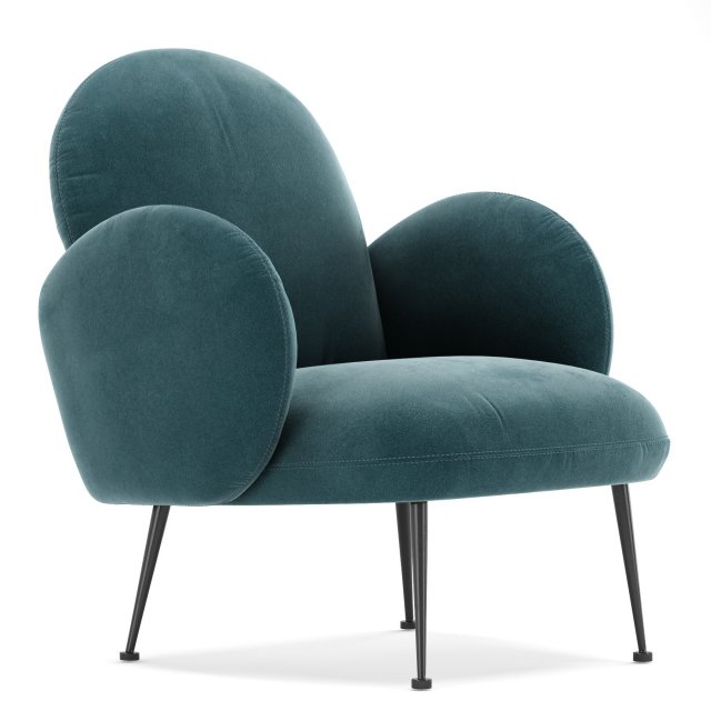 Made Bonnie Armchair blue velvet 3D Model .c4d .max .obj .3ds .fbx .stl .blend 