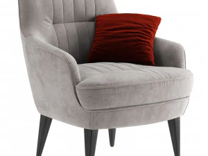 Poltrona Caravel velluto e pelle Modello 3D