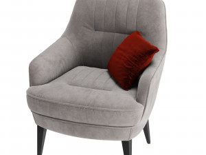 Caravel Armchair velvet and leather 3D Модель