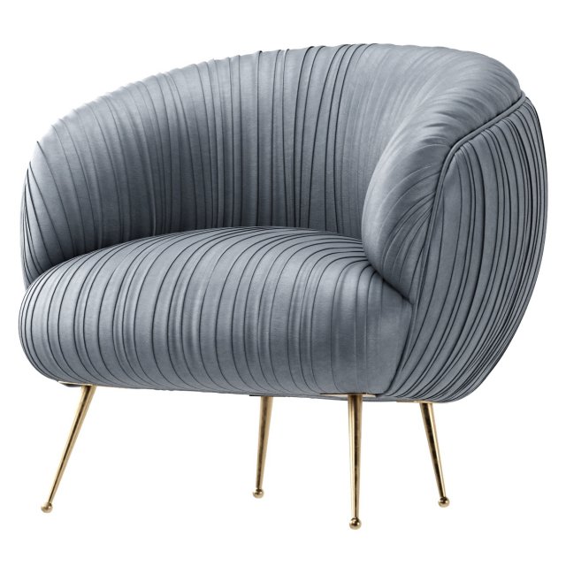 Souffle Chair in Ruched Steel Grey Leather by Kelly Wearstler 3D in 3DExport