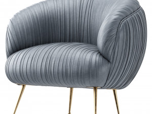 Souffle Chair in Ruched Steel Grey Leather by Kelly Wearstler 3D Model