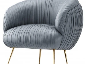 Sedia Souffle in pelle grigio acciaio increspata di Kelly Wearstler Modello 3D