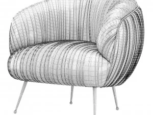 Souffle Chair in Ruched Steel Grey Leather by Kelly Wearstler 3D Model