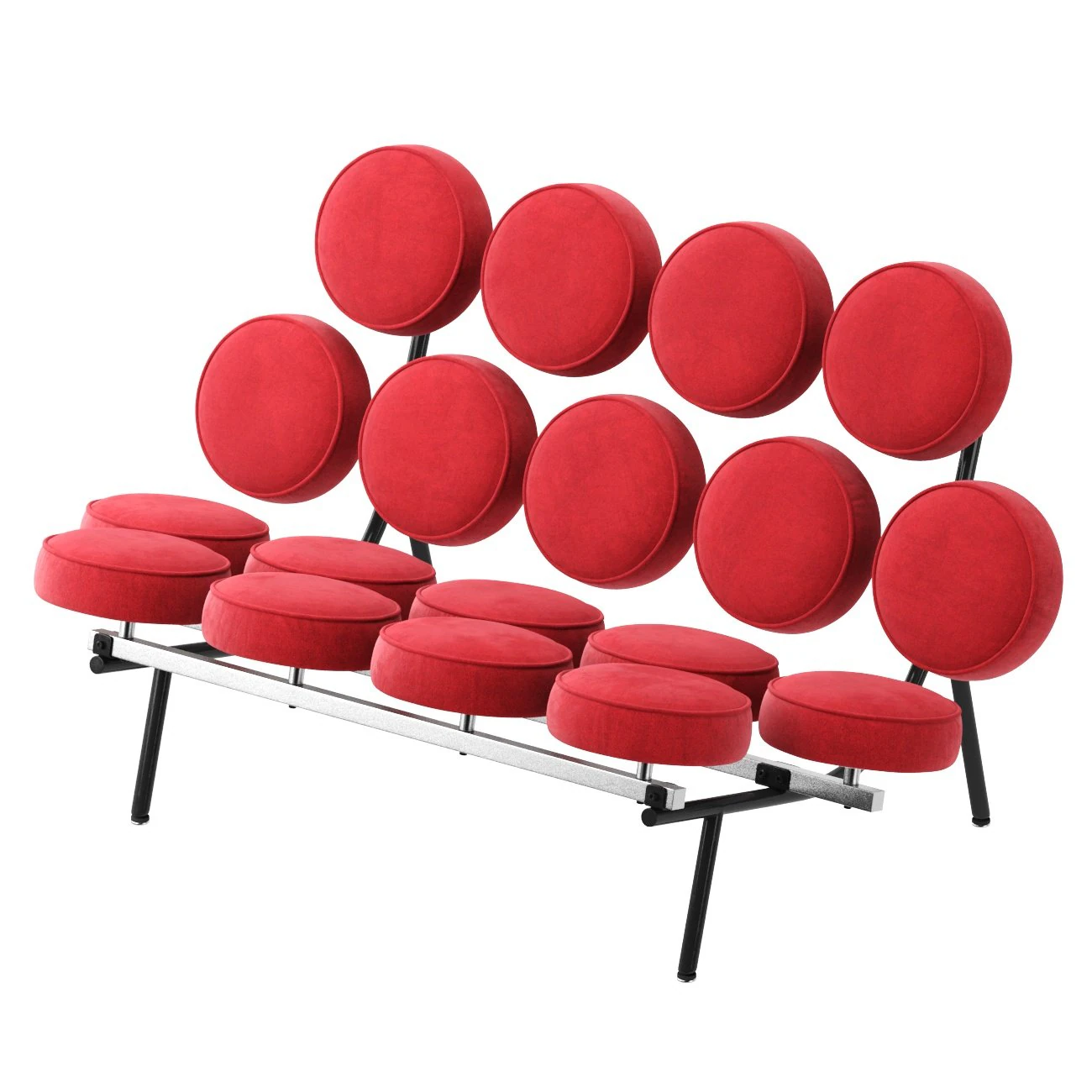 Herman Miller Nelson Marshmallow red velvet Sofa 3D Model .c4d .max .obj .3ds .fbx .stl .blend 