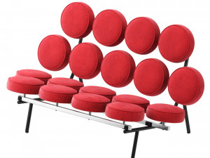 Herman Miller Nelson Marshmallow red velvet Sofa 3D Model