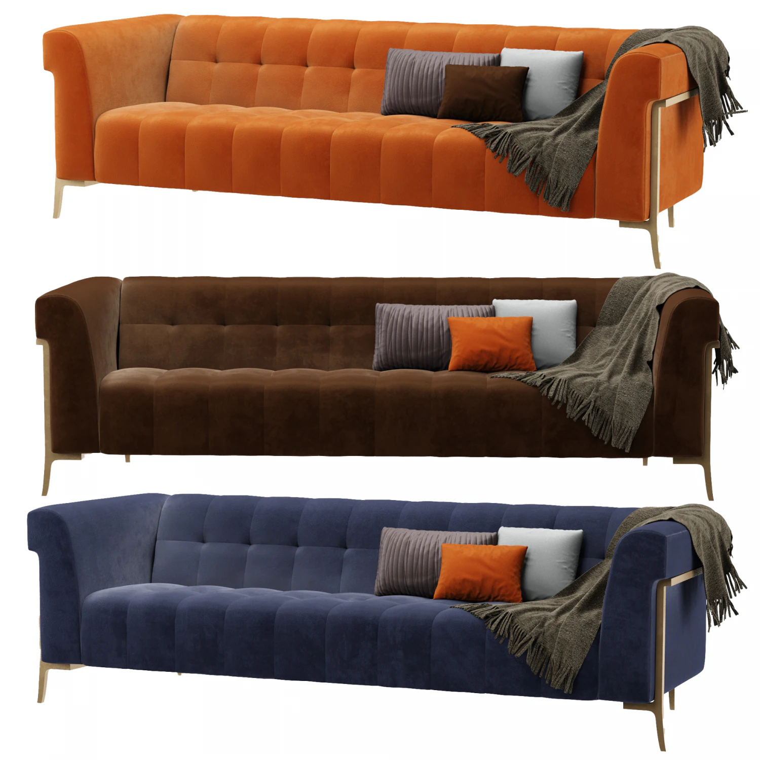 Holly-Hunt Sheffield Sofa 3D Model .c4d .max .obj .3ds .fbx .stl .blend