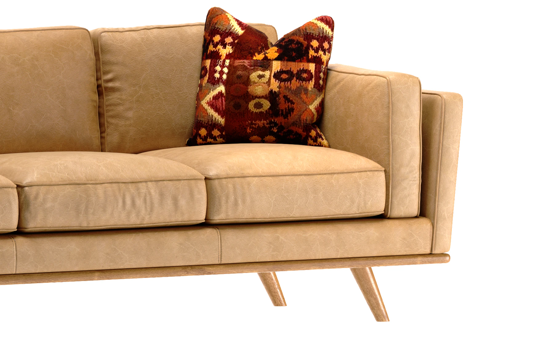 Mid-Century Leather Sofa 90 3D Model .c4d .max .obj .3ds .fbx .stl .blend 