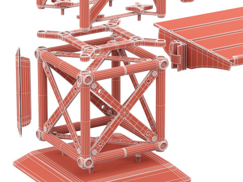 Origami Seg Truss Island E parts 3D Model