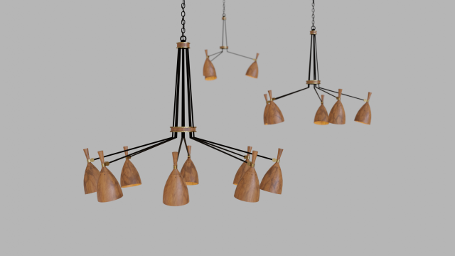 chandelier set - utopia acacia wood - corbett lighting 3D मॉडल .c4d .max .obj .3ds .fbx .stl .blend 