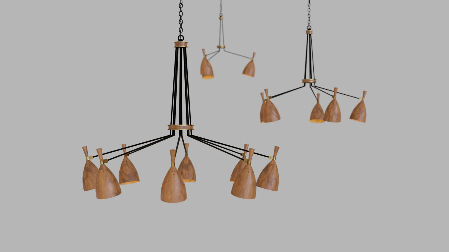 chandelier set - utopia acacia wood - corbett lighting 3D Model .c4d .max .obj .3ds .fbx .stl .blend 