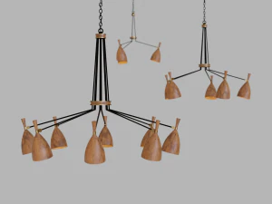 chandelier set - utopia acacia wood - corbett lighting 3D Model