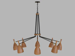 chandelier set - utopia acacia wood - corbett lighting 3D Model