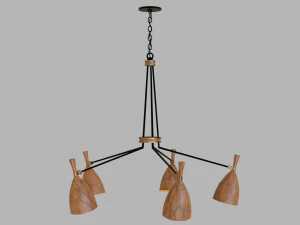 chandelier set - utopia acacia wood - corbett lighting 3D Model