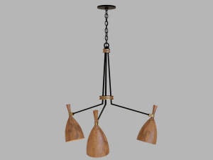 chandelier set - utopia acacia wood - corbett lighting 3D Model