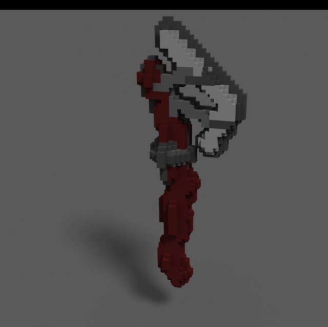 voxel art style axe 3D Model .c4d .max .obj .3ds .fbx .stl .blend 
