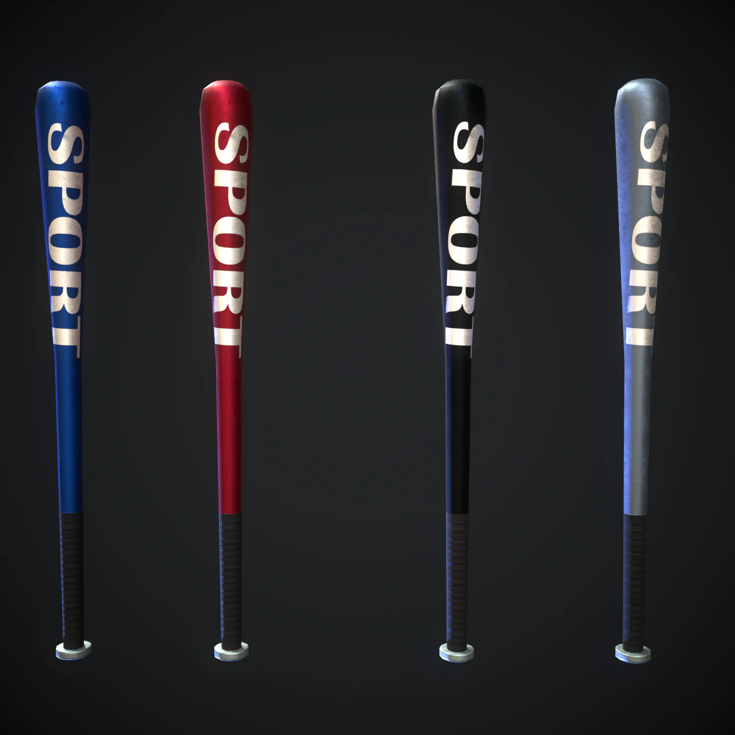 metal baseball bat 3D Model .c4d .max .obj .3ds .fbx .stl .blend 