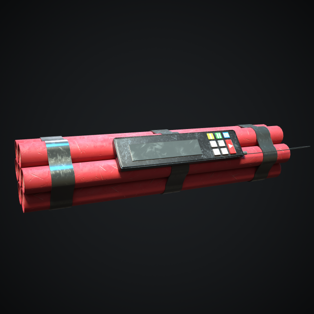 dynamite bomb with timer 3D Model .c4d .max .obj .3ds .fbx .stl .blend 