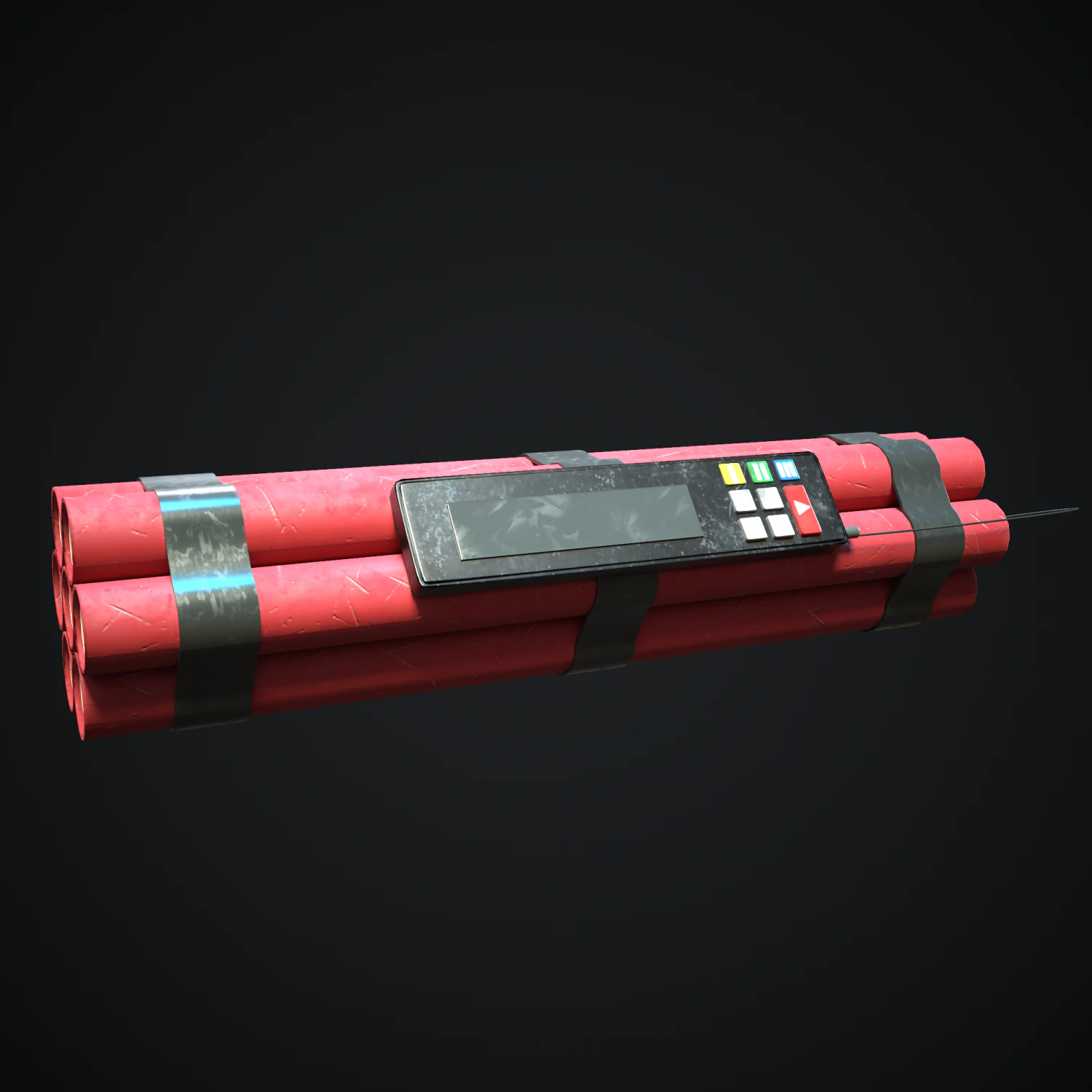 dynamite bomb with timer 3D Model .c4d .max .obj .3ds .fbx .stl .blend