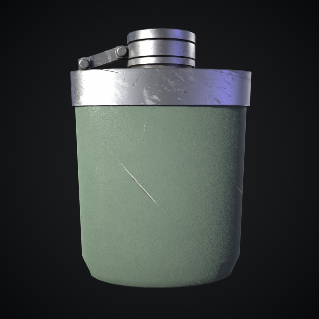 low-poly game-ready army flask Model 3D .c4d .max .obj .3ds .fbx .stl .blend 