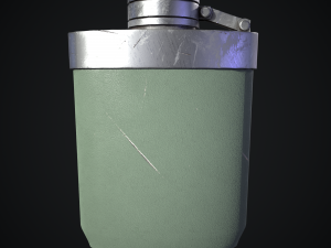 low-poly game-ready army flask Model 3D