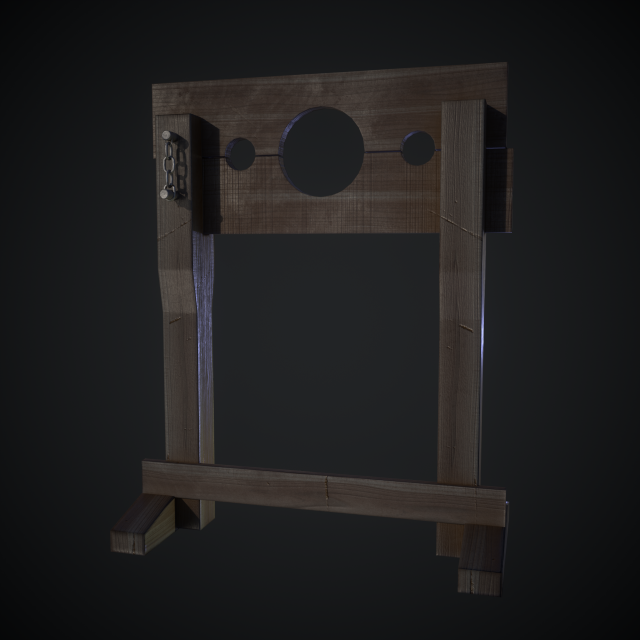 medieval wooden pillory low-poly game-ready 3D-Modell .c4d .max .obj .3ds .fbx .stl .blend 