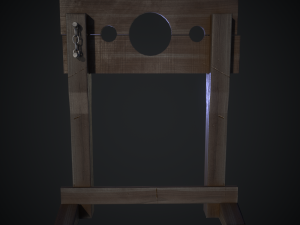 medieval wooden pillory low-poly game-ready 3D-Modell