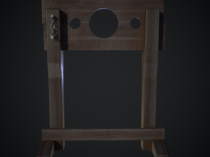 medieval wooden pillory low-poly game-ready 3D-Modell